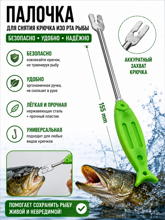 Палочка для снятия крючка изо рта рыбы