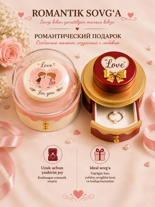 Romantik uzuk sovg'a qutisi, sevgi qutisi, sovg'a qutisi