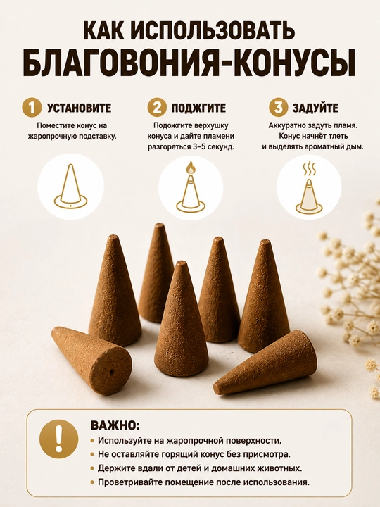 Yapon vanili aromatli xushbo‘y tutatqi HOTOMEKI, konussimon xushbo‘y tutatqilar, 24 dona