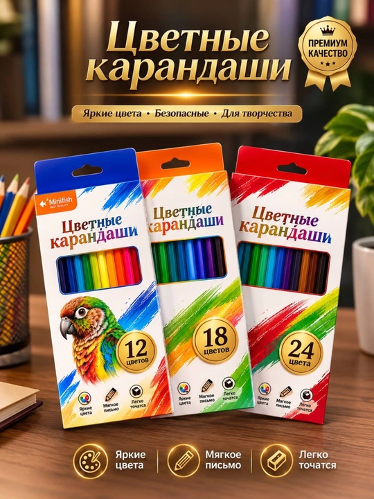 Цветные карандаши для рисования, набор карандашей для школы и творчества - 