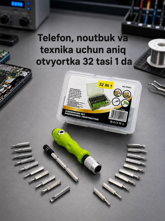 Набор прецизионных отверток 32 в 1 для телефона, ноутбука и техники - 