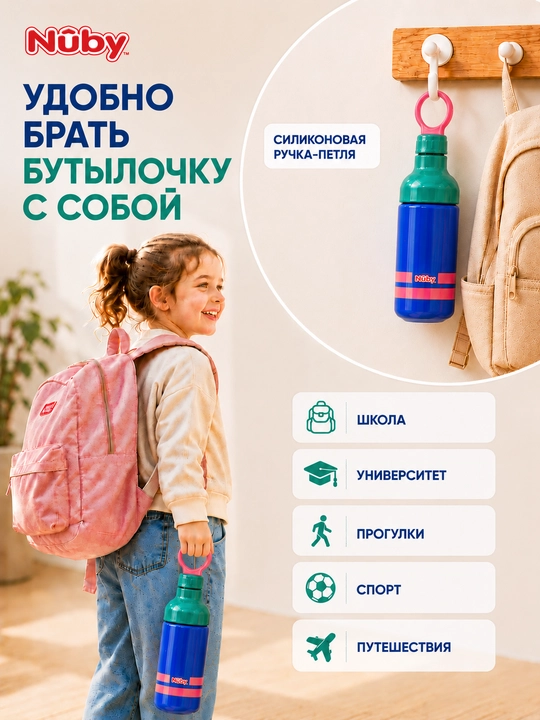Детская бутылка для воды 540 мл Nûby, поильник для детей, бутылочка для питья