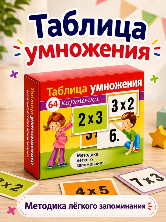 Наглядные пособия «Таблица умножения», 64 карточки - 