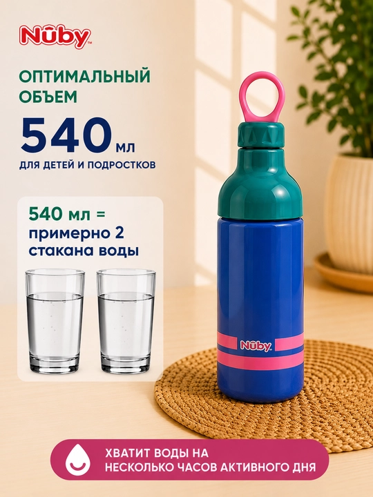 Детская бутылка для воды 540 мл Nûby, поильник для детей, бутылочка для питья