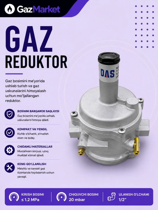 Редуктор для газа DN15 1/2 и DN20 3/4, 20 мбар Регулятор давления газа