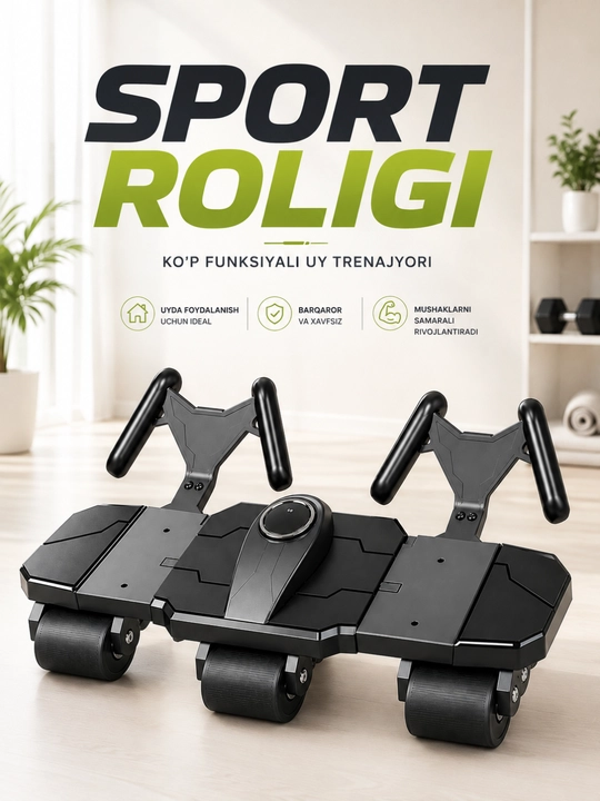 Press uchun rolik, ko‘p funksiyali fitness va qorin mushaklari uchun sport trenajyor - 
