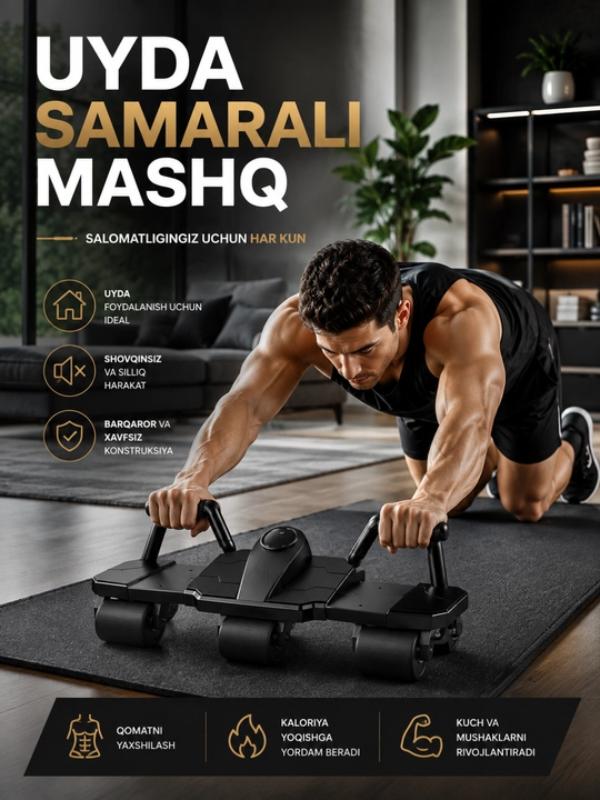 Press uchun rolik, ko‘p funksiyali fitness va qorin mushaklari uchun sport trenajyor