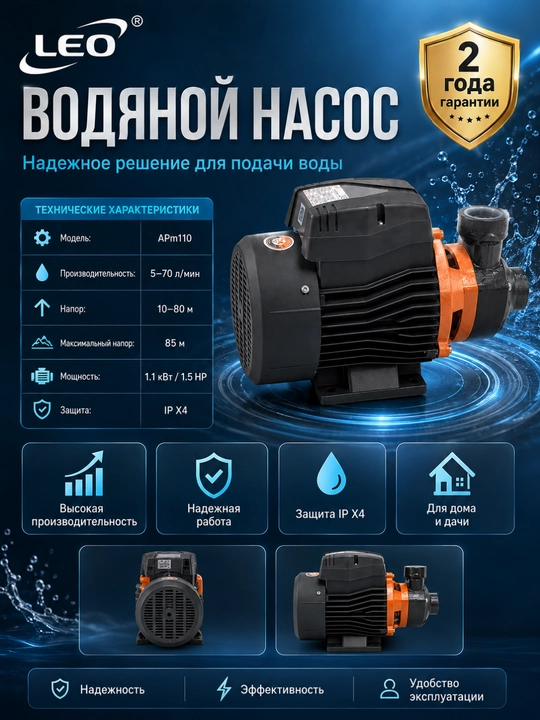 LEO APm30 yuzaki suv nasosi, 300 Vt, 5–30 l/min, 26 m gacha