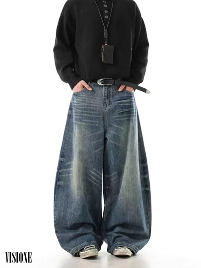 Keng baggi jinsi ETHER, erkaklar va ayollar va o‘smirlar uchun, S-XL o‘lchamlari
