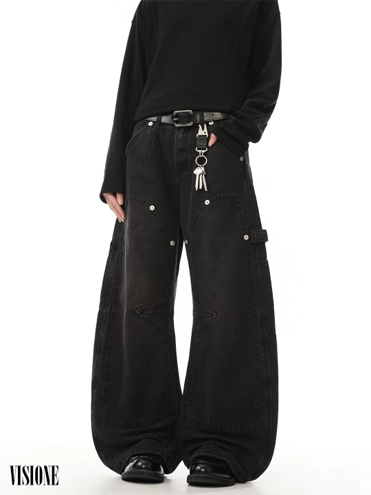 Keng baggi jinsi ETHER, erkaklar va ayollar va o‘smirlar uchun, S-XL o‘lchamlari