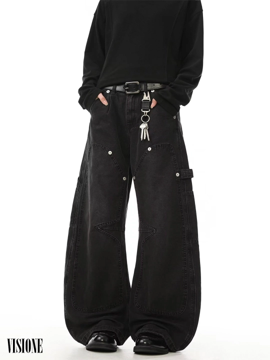 Keng baggi jinsi ETHER, erkaklar va ayollar va o‘smirlar uchun, S-XL o‘lchamlari