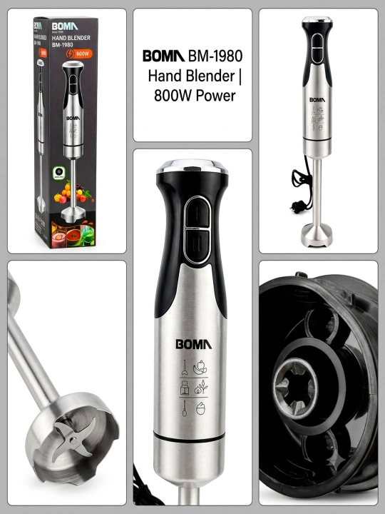 Qo'l blenderi 4 in 1, quvvati 300-1000W BOMA, ko‘p funksiyali blender, metall pogrujnoy