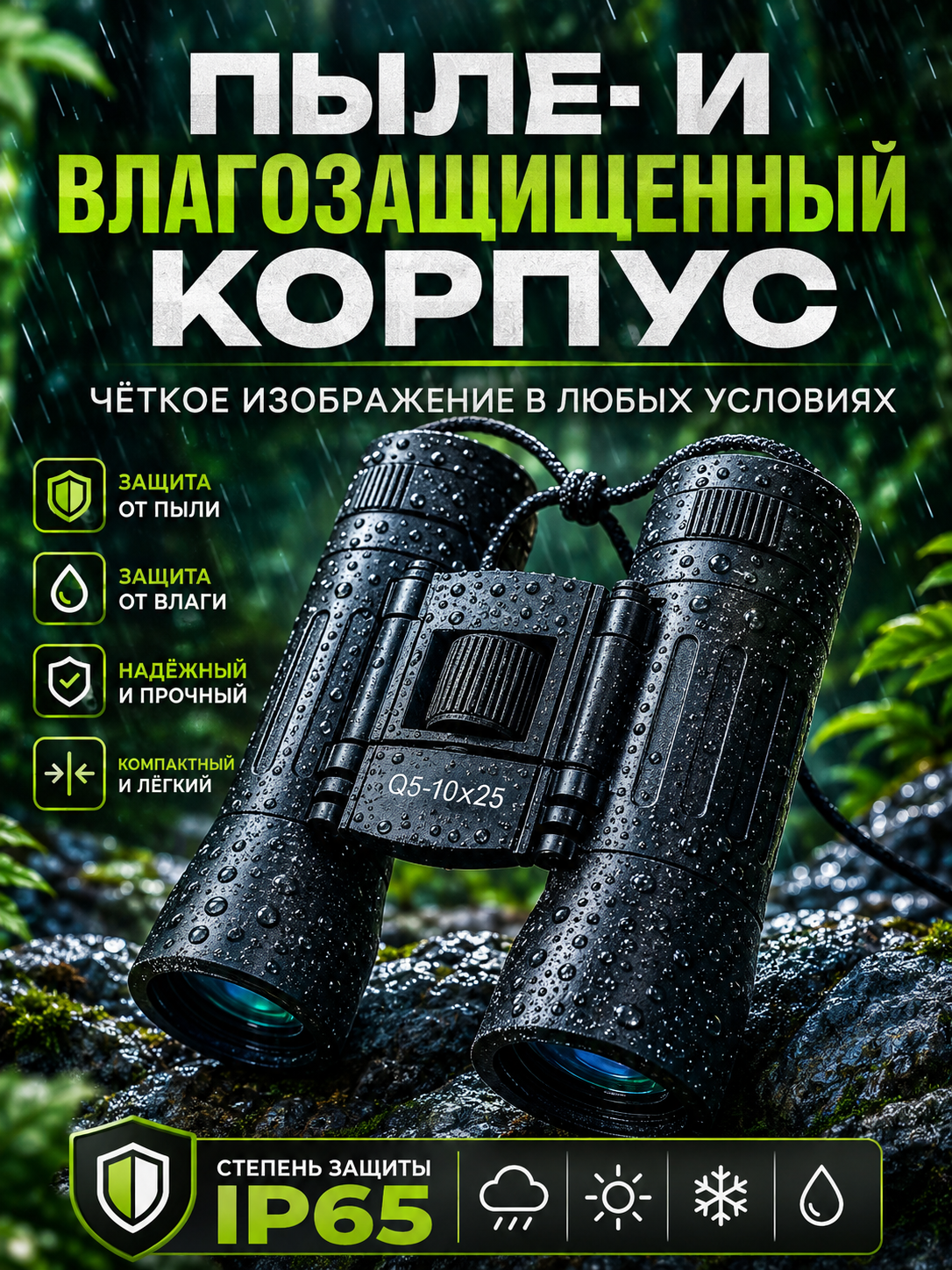 Professional kuchli turistik binokl 8x42, suvga chidamli, sayohat va tabiat kuzatuvi uchun