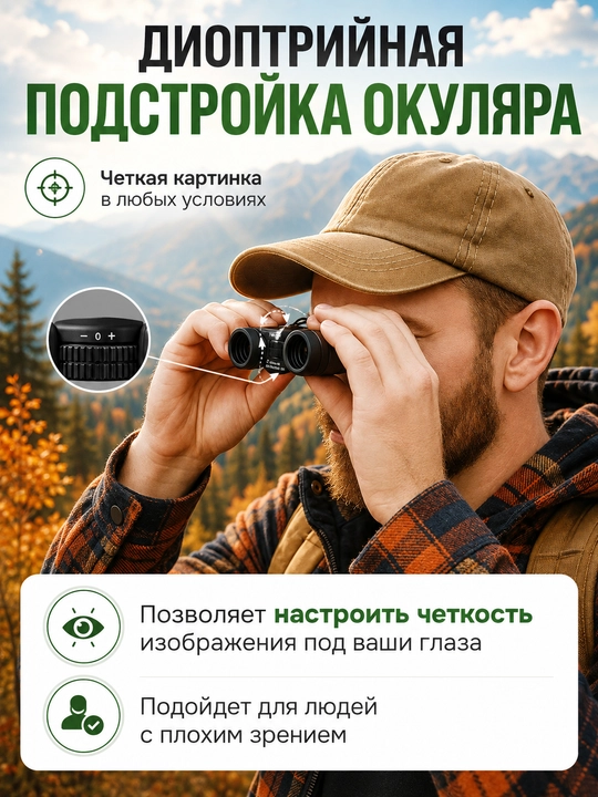 Professional kuchli turistik binokl 8x42, suvga chidamli, sayohat va tabiat kuzatuvi uchun