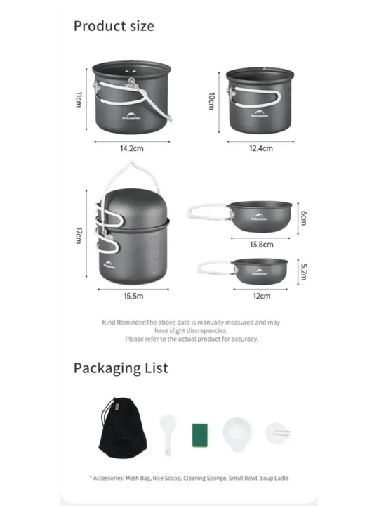 Набор туристической посуды Naturehike NH18T018-G 4 в 1