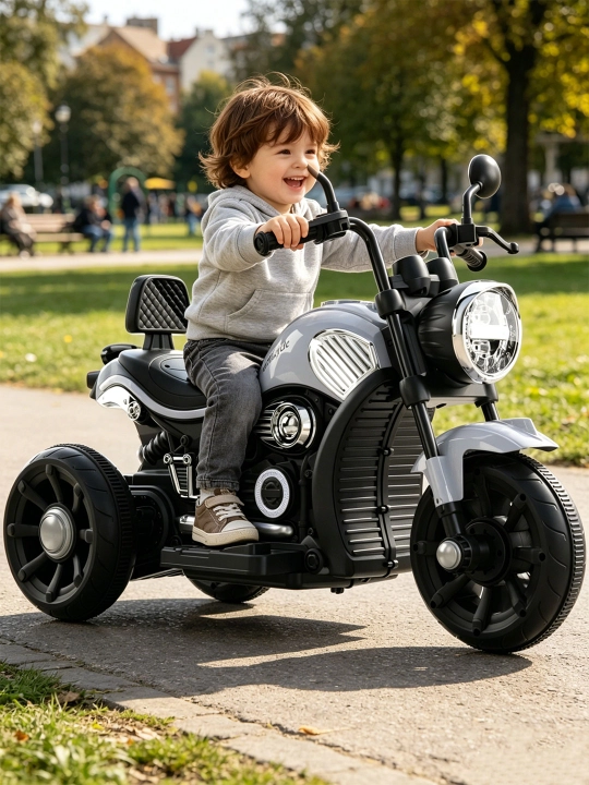 2–9 yoshli bolalar uchun mos keladigan, Bluetooth musiqaga ega elektr mototsikl