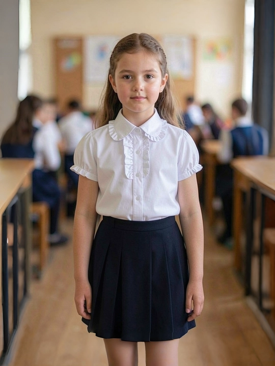Школьная блузка для девочки, хлопок, классическая белая рубашка