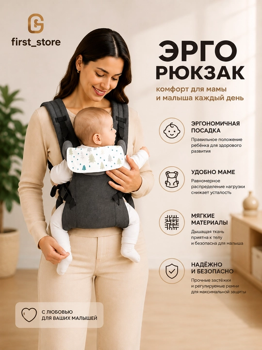 Эргономичный рюкзак-кенгуру для детей 0–4 лет - 