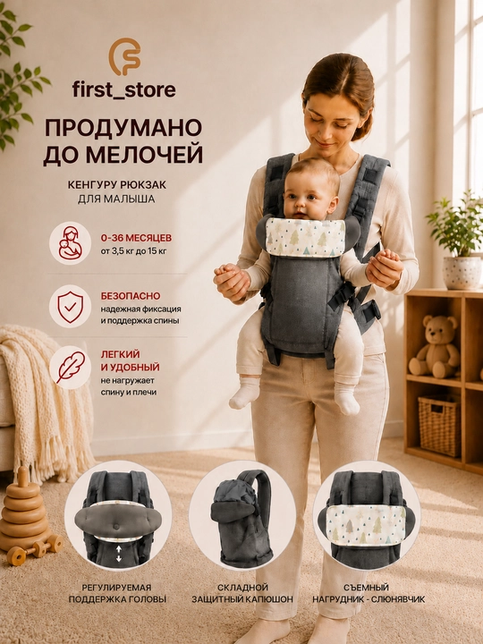 0-4 yoshli bolalar uchun ergonomik kenguru ryukzagi