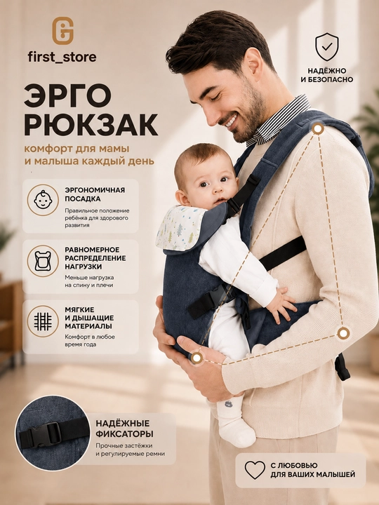 0-4 yoshli bolalar uchun ergonomik kenguru ryukzagi