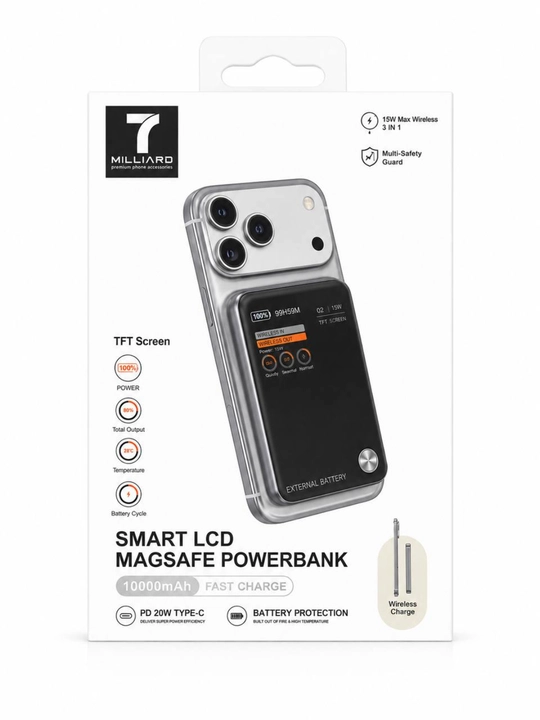 7 MILLIARD Smart LCD MagSafe Power Bank 10000 мА·ч