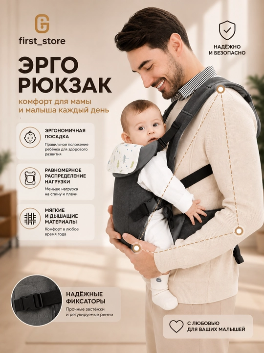 0-4 yoshli bolalar uchun ergonomik kenguru ryukzagi
