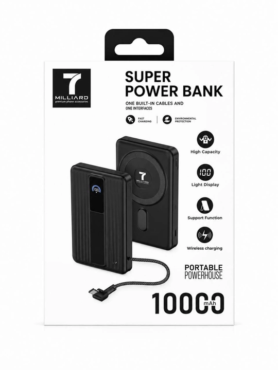 7 BILYARD Super Power Bank 10000 mAh – Simsiz quvvatlanishli tashqi batareya