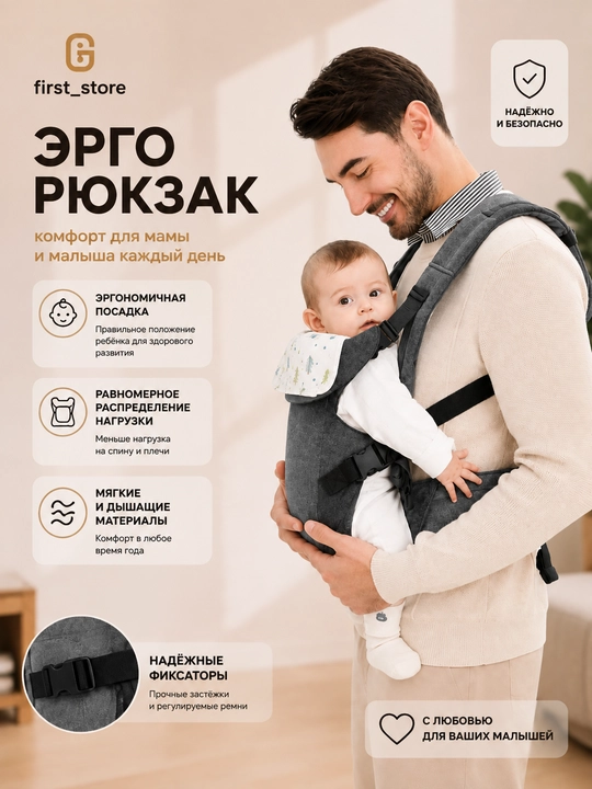 0-4 yoshli bolalar uchun ergonomik kenguru ryukzagi