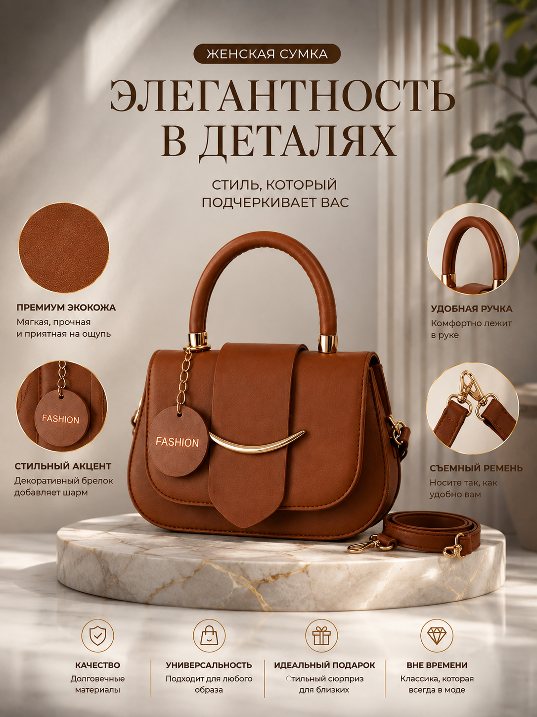 Сумка женская кросс-боди, маленькая сумочка с ручкой, через плечо - 