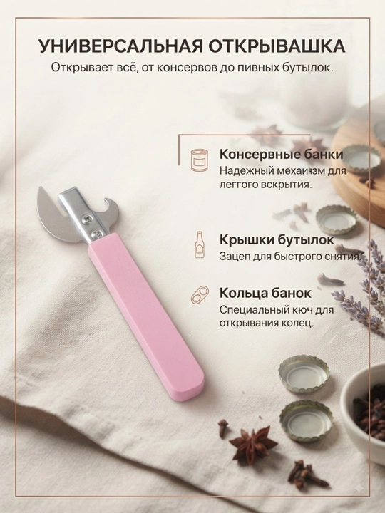 Универсальная открывашка для банок и бутылок консервный нож - 