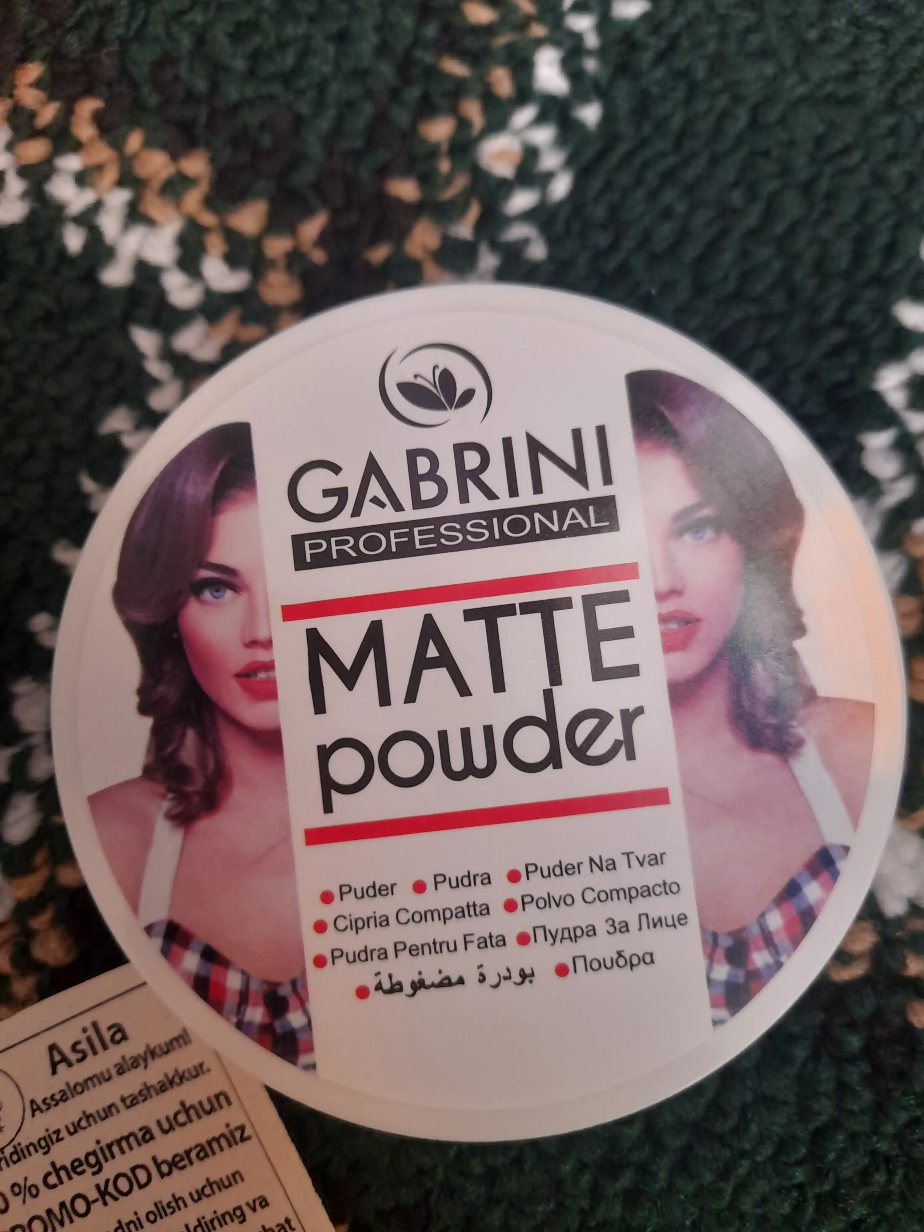 Pudra, yuz uchun upa Gabrini Matte Powder, suvga chidamli, matlashtiruvchi, 12 g