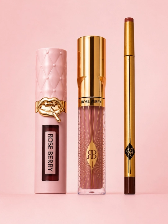 Rose Berry 3in1 набор для губ — карандаш, блеск и матовая помада