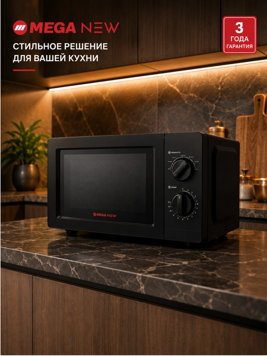 Микроволновая печь MEGA NEW с биокерамическим покрытием, механическое управление - 