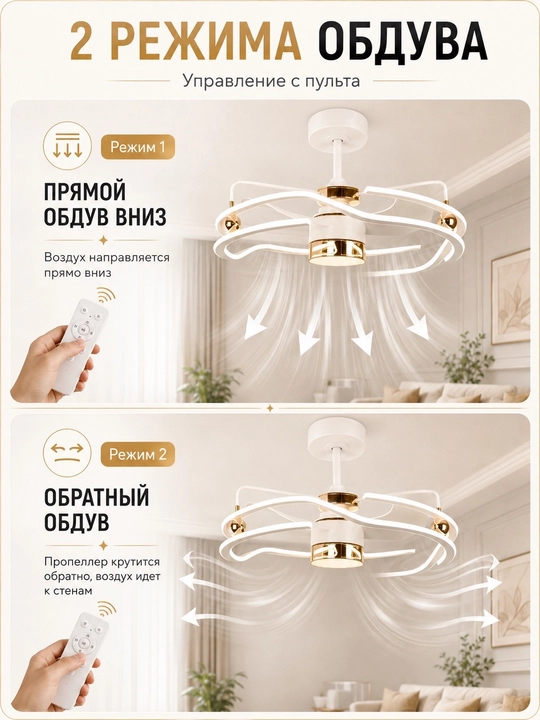 LED люстра с вентилятором, потолочная люстра, современный дизайн, 60 см