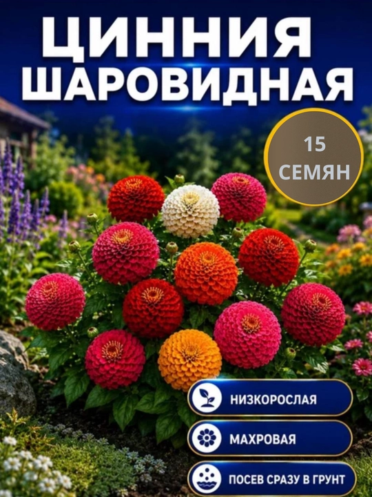 Семена Цинния Хризантема Веселые Ребята Долихос Аквалегия Пахира Кливия Базилик - 
