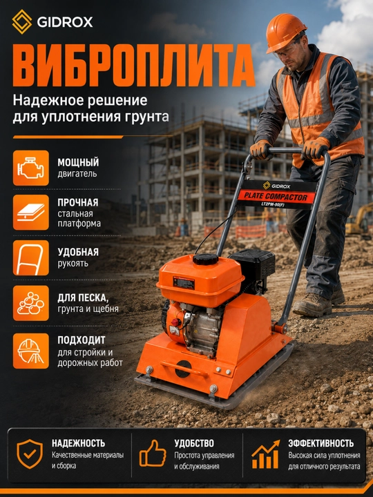 GIDROX LT2PM-90(F) benzinli vibroplita, tuproq, qum va shag‘al uchun