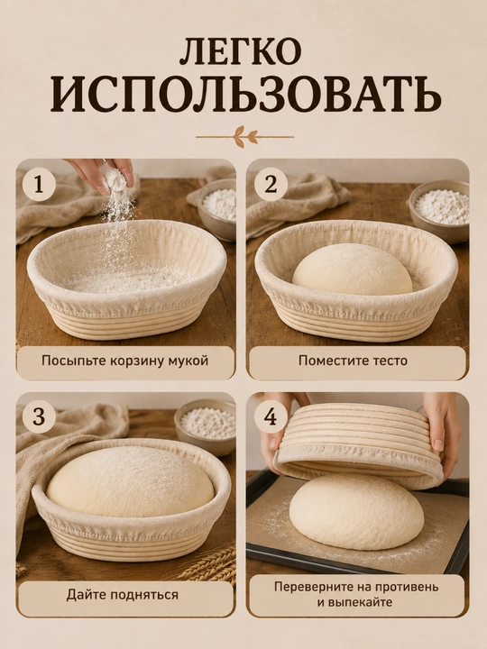 Корзина для расстойки теста и хлебница из ротанга, корзинка для хлеба с чехлом