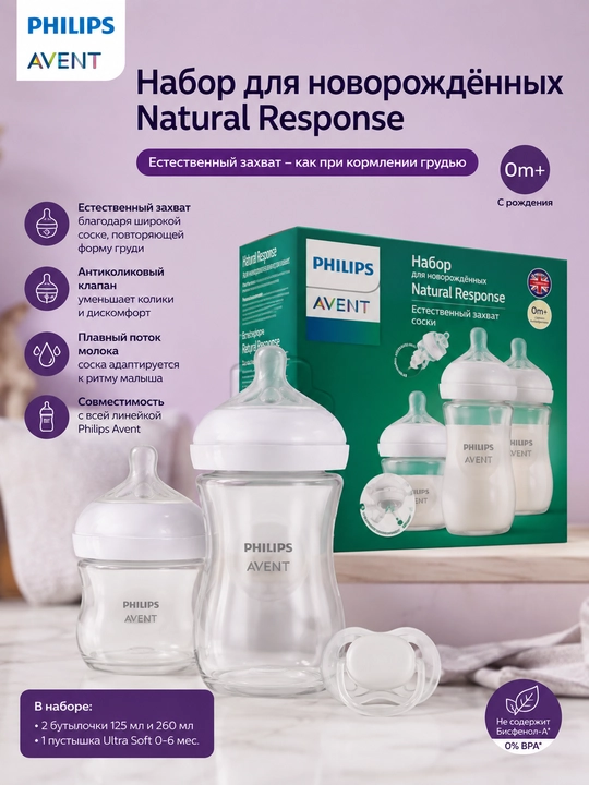 Набор стеклянных бутылочек Philips Avent Natural Response - 