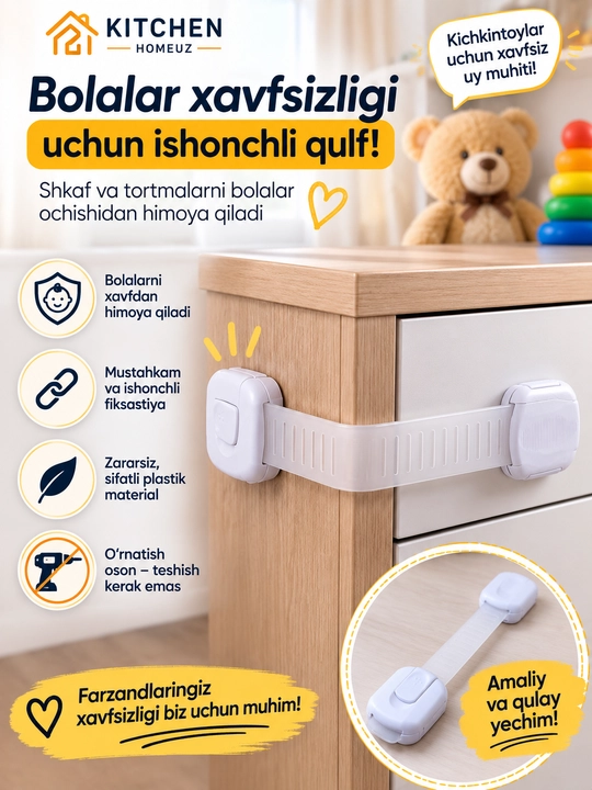 Bolalardan himoya qiluvchi shkaf va tortma qulfi