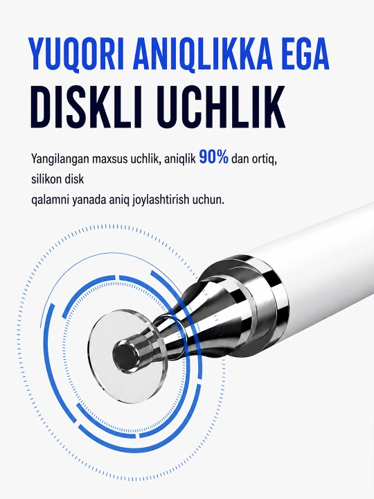 Smartfon va planshet uchun universal 2 tasi 1 da stilus-ruchka, diskli uchlik