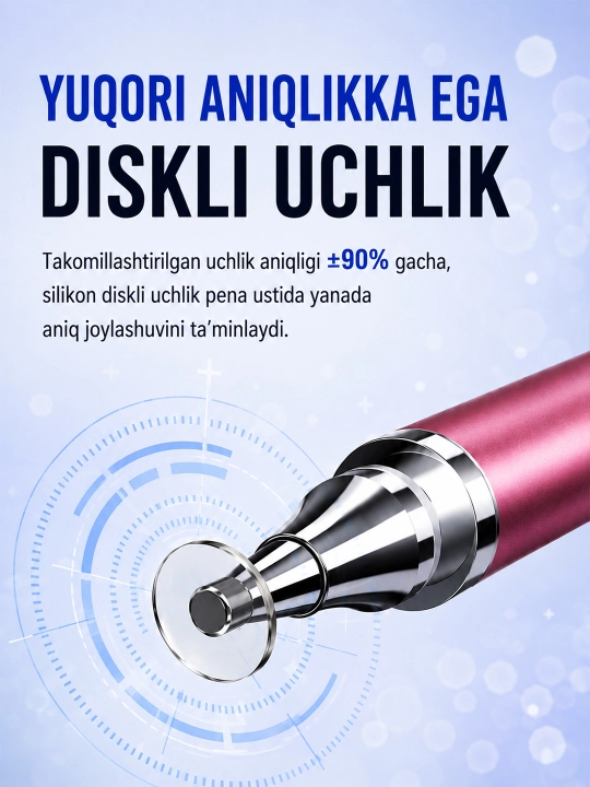 Smartfon va planshet uchun universal 2 tasi 1 da stilus-ruchka, diskli uchlik