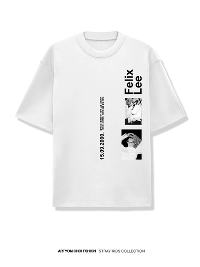Футболка K-POP STRAYKIDS FELIX BW by ARTYOM CHOI, oversize, unisex - 
