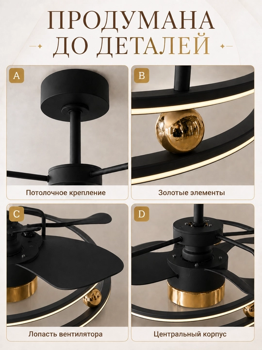 LED люстра с вентилятором, потолочная люстра, современный дизайн, 60 см
