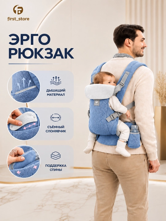 0-4 yoshli bolalar uchun ergonomik kenguru ryukzagi