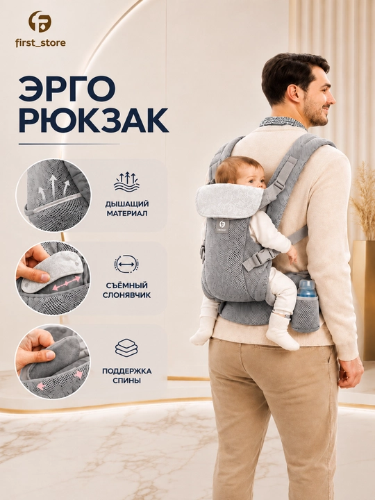 0-4 yoshli bolalar uchun ergonomik kenguru ryukzagi