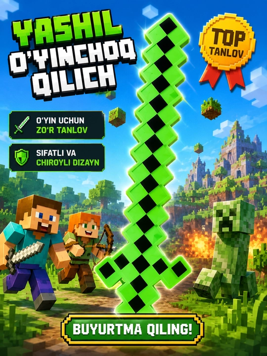 Детский игрушечный пиксельный меч в стиле Minecraft, 3 цвета