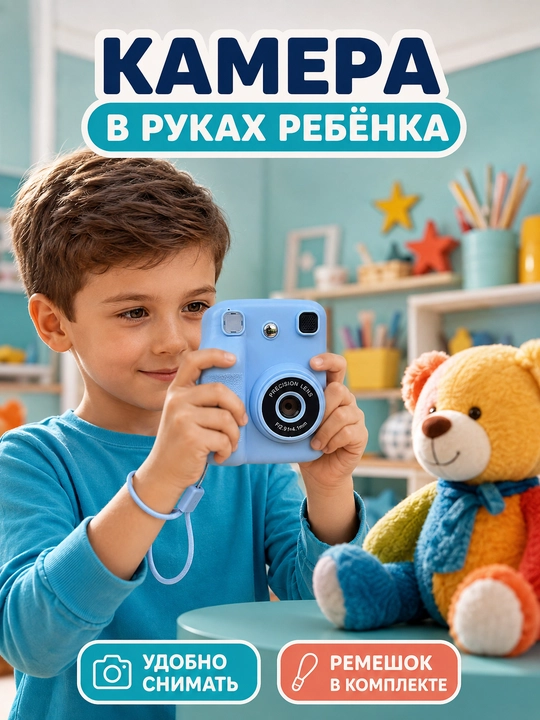 Детский фотоаппарат с печатью, мини камера, фото и видео, термопринтер, игры и музыка
