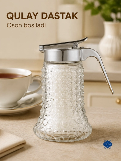 Стеклянный диспенсер, для соусов, сиропа, мёда и сахара, с ручкой, 14 × 9 см