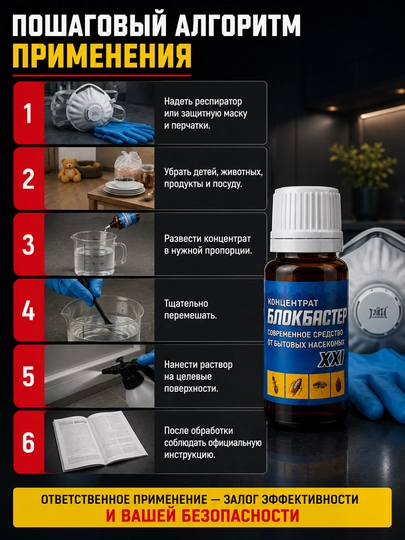Blokbaster konsentrat, 10 ml, tarakan, chumoli, burga, qandalaga qarshi
