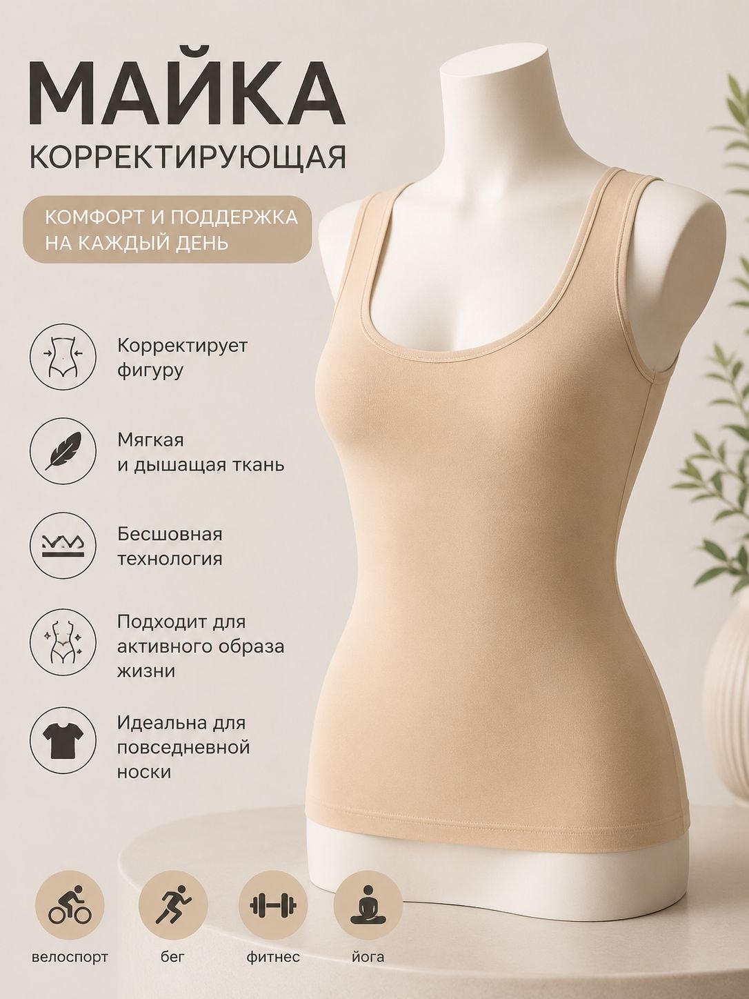 Корректирующая бельевая майка для женщин - 